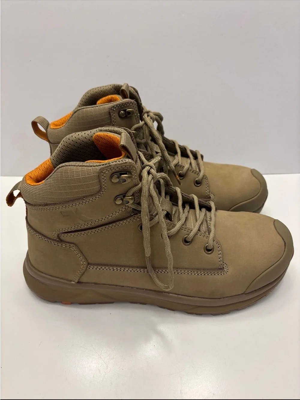 Kexin Men's Tan Work Safety Boots Lace Up Ankle Boots